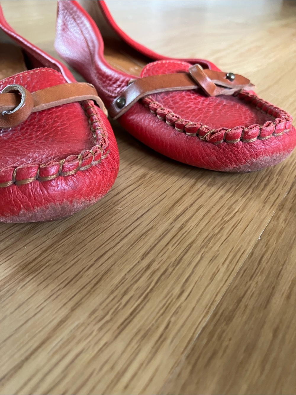 Bernardo Red Leather Driving Flat Loafers / Moccasins Made in Italy (7) - Picture 8 of 8